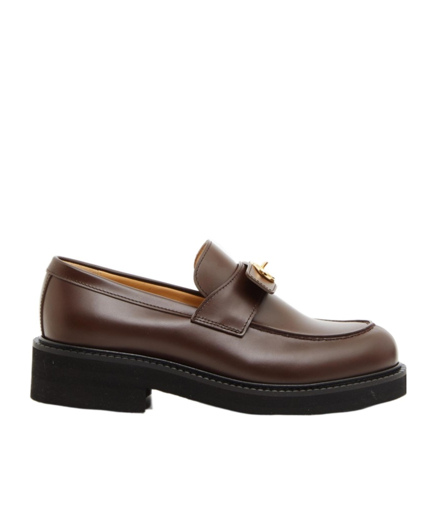 Valentino Vlogo Locker Leather Loafers In Black