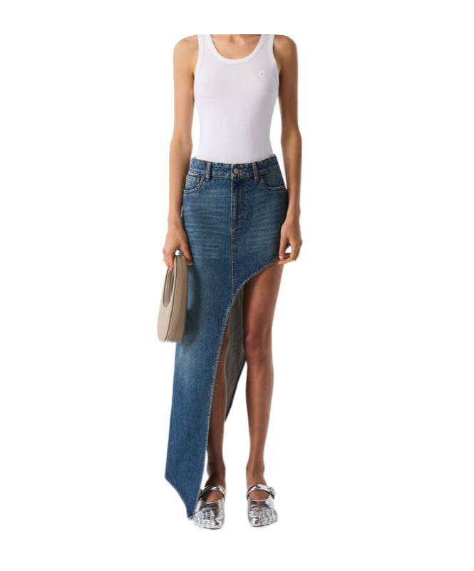 Coperni Single-legged Denim Skirt In Blue