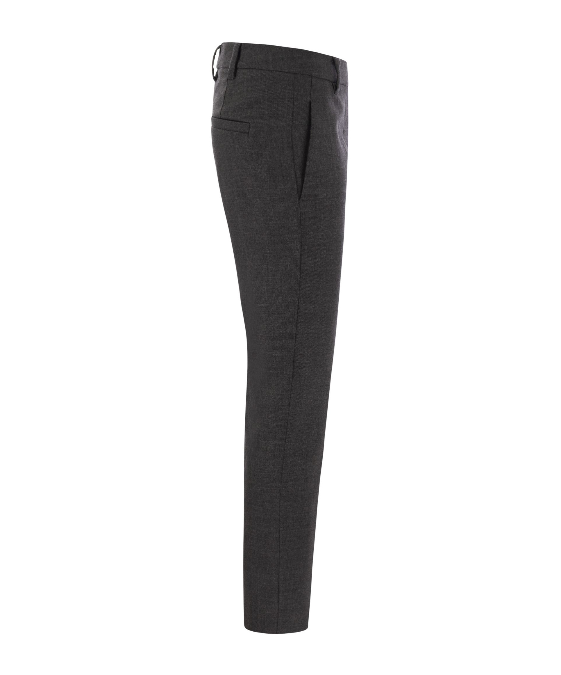 Brunello Cucinelli Women's Stretch Virgin Wool Cigarette Trousers With Jewellery In Black