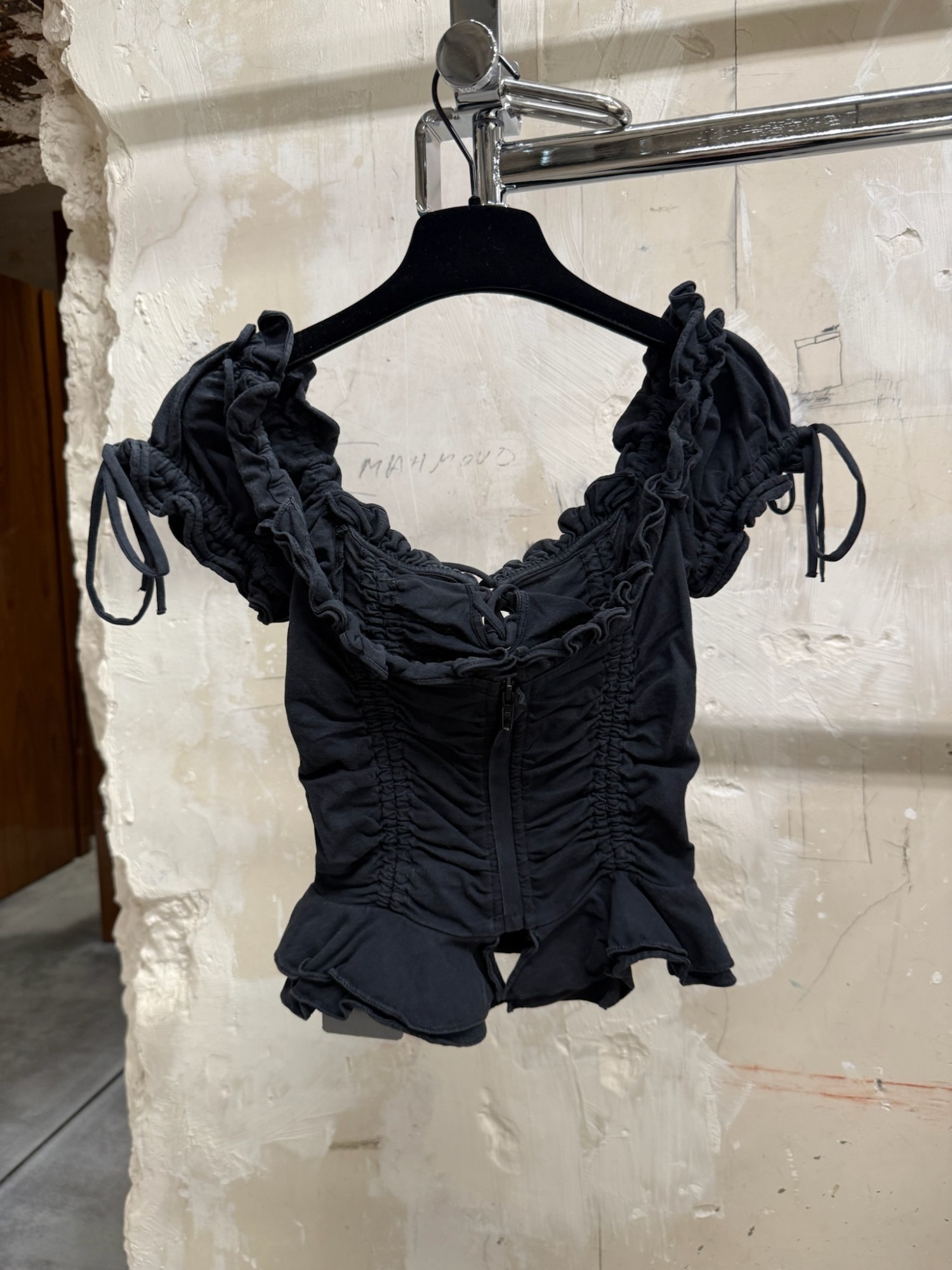 Balenciaga Gathered Cropped Top In Black