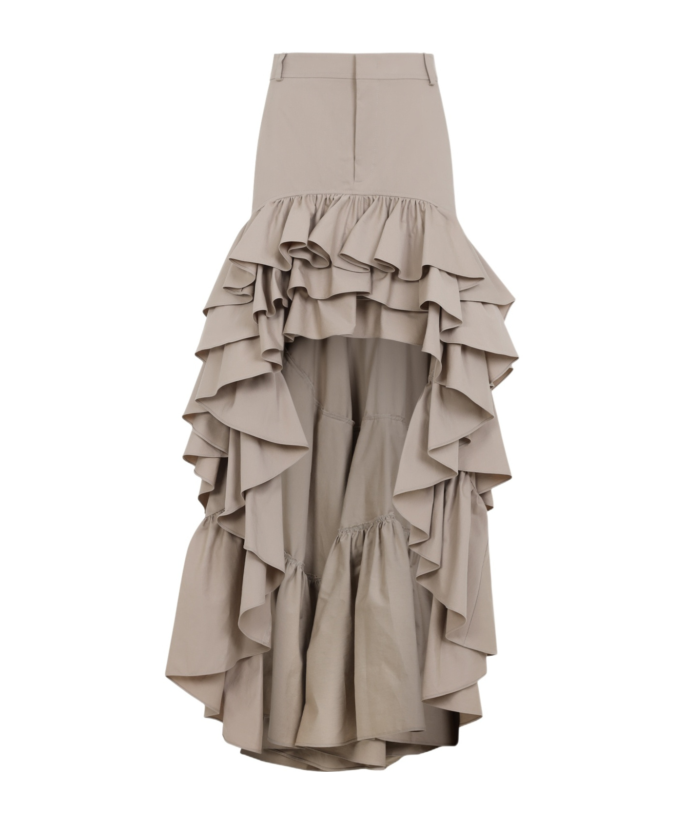 Moschino Skirt With Asymmetrical Ruffled High-low Hem In Nude