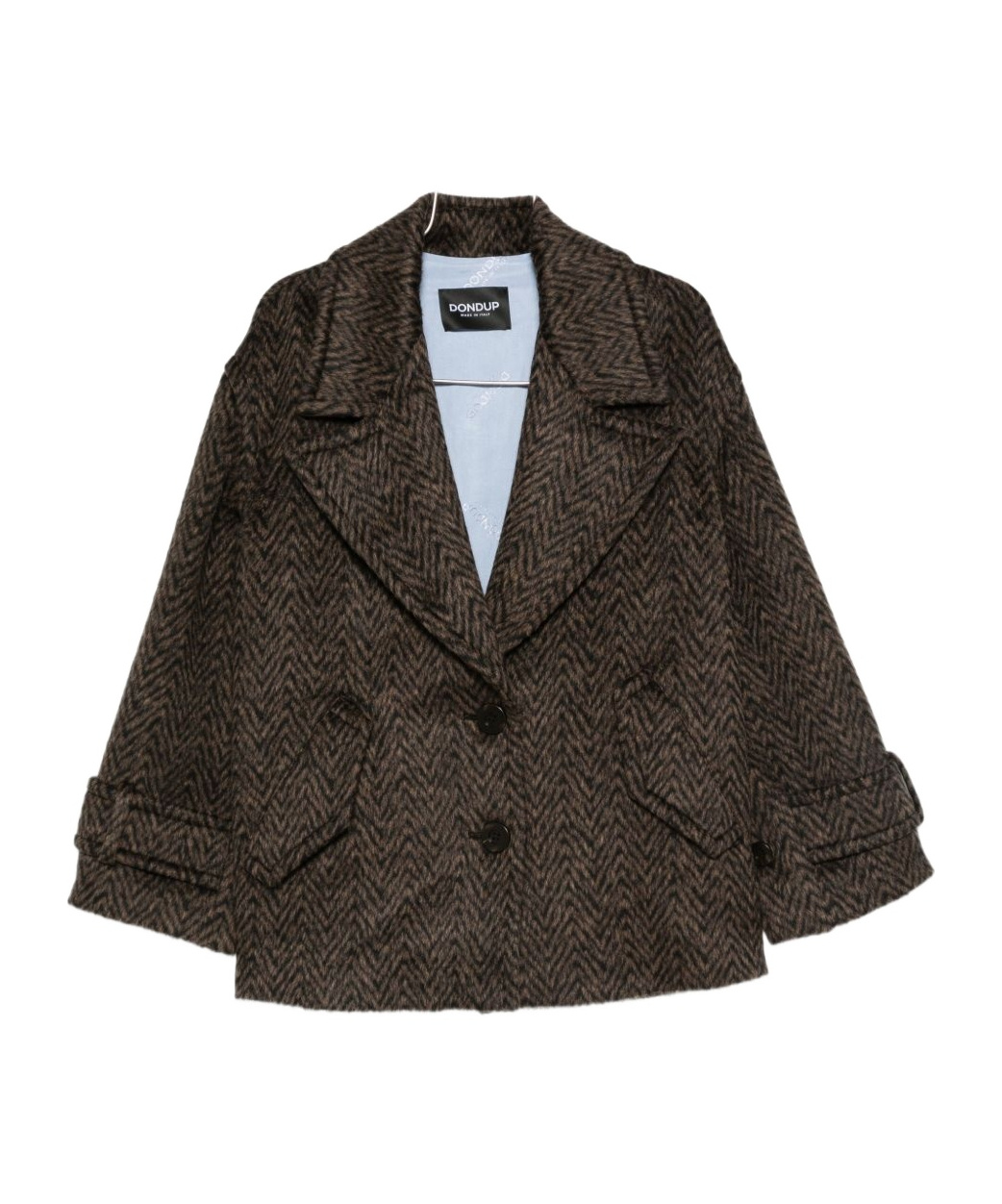 Dondup Herringbone-pattern Button Coat In Brown