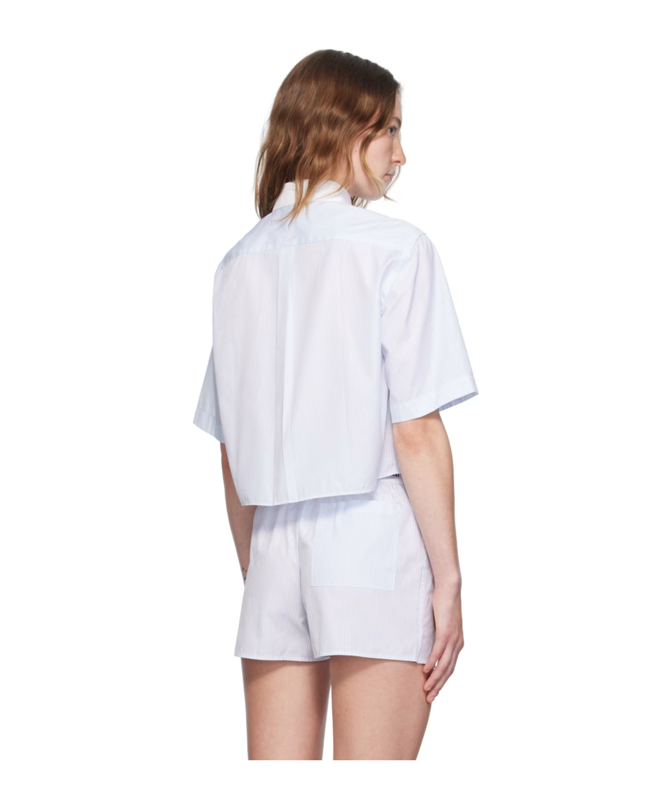 Sporty And Rich Striped Short Shirt In White