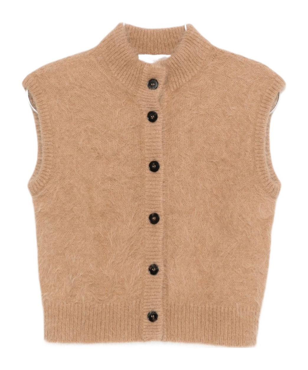 Antonelli Button-down Ribbed Vest In Brown