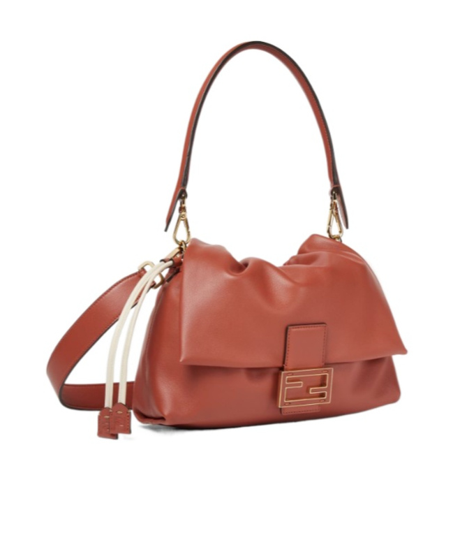 Fendi Mamma Baguette Leather Shoulder Bag In Brown