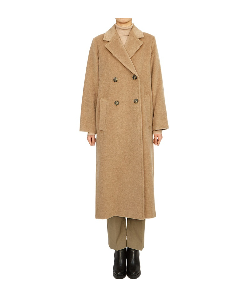 Weekend Max Mara Wool Double-breasted Coat In Nude