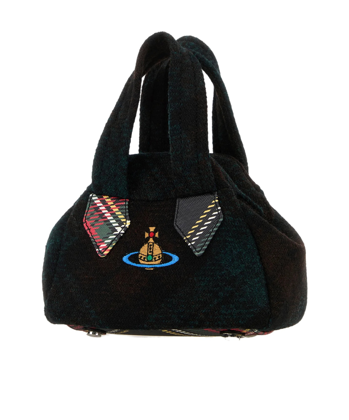 Vivienne Westwood Mini Handbag With Checkered Design And Handles In Black