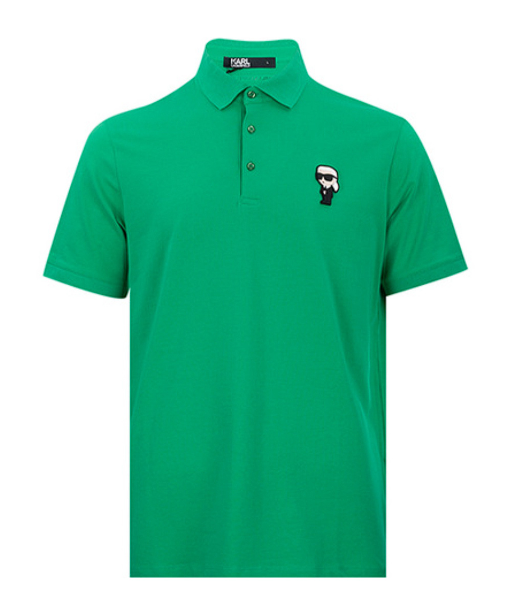 Karl Lagerfeld Logo Pattern Polo Shirt In Green