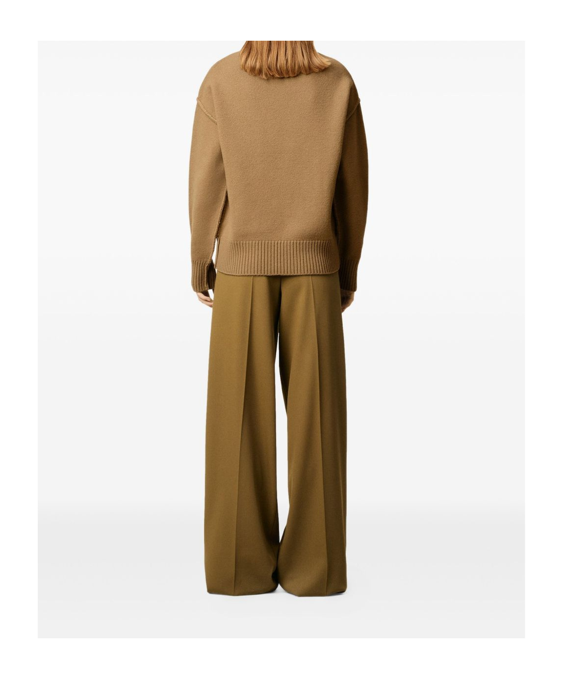 Ami Alexandre Mattiussi Ami Bronze Knit Sweater With Inside-out Seams And Heart Logo In Brown