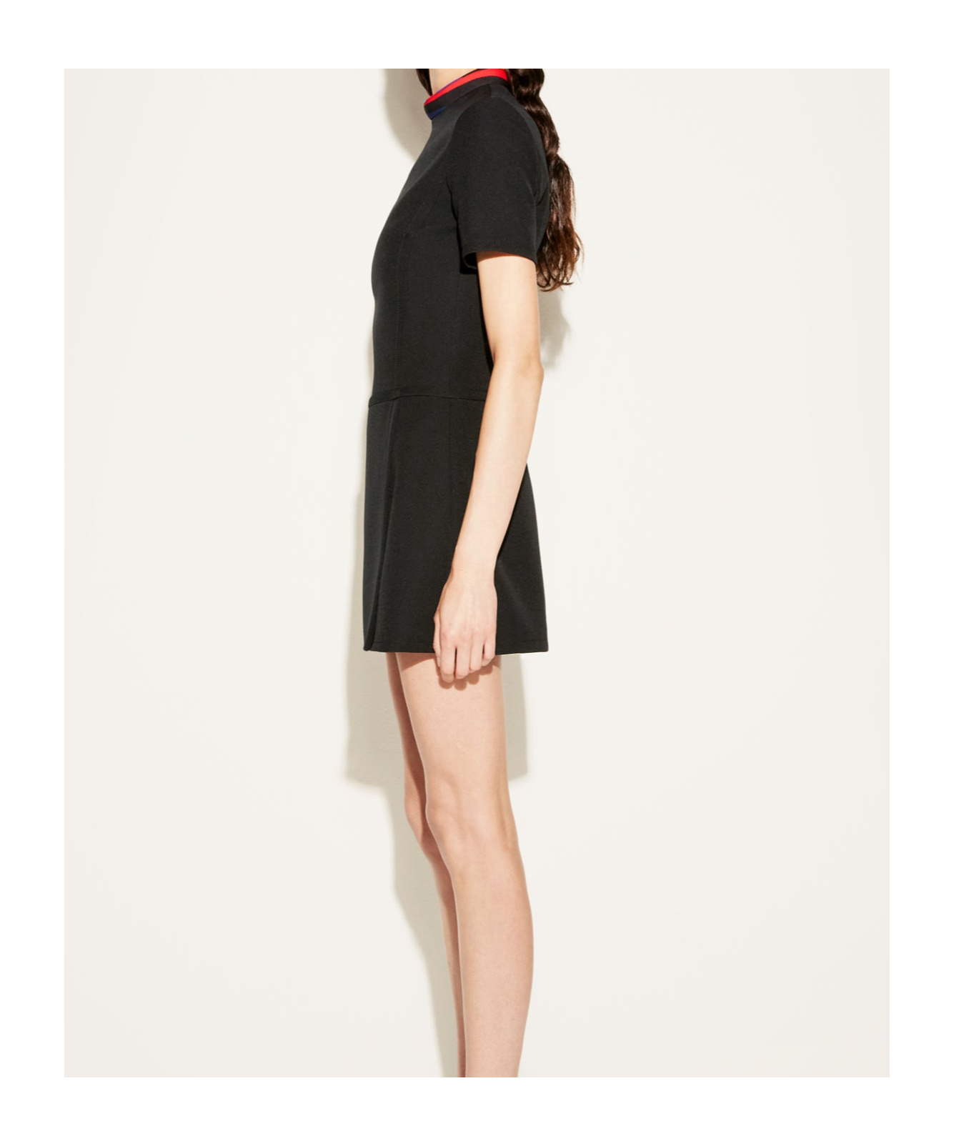 Pucci Mini Dress With Colorful Collar And Short Sleeves In Black