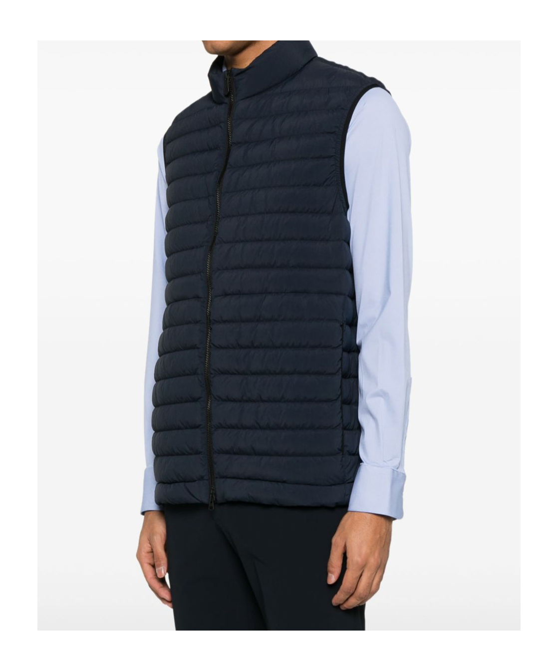 Peuterey Quilted Blue Jacket With High Collar In Black