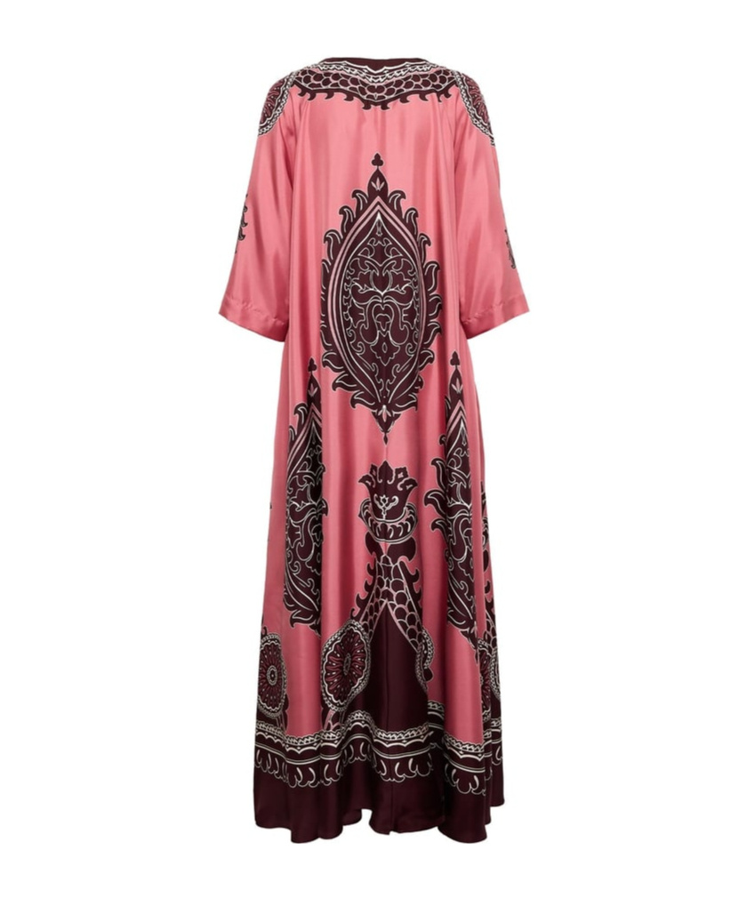 La Doublej La Double J Muumuu Printed Silk-satin Maxi Dress In Multicolor