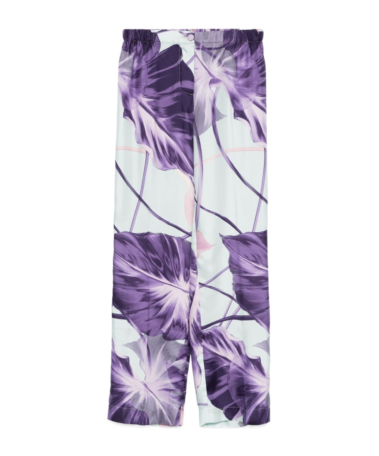 F.r.s For Restless Sleepers For Restless Sleepers Printed Silk Trousers In Purple