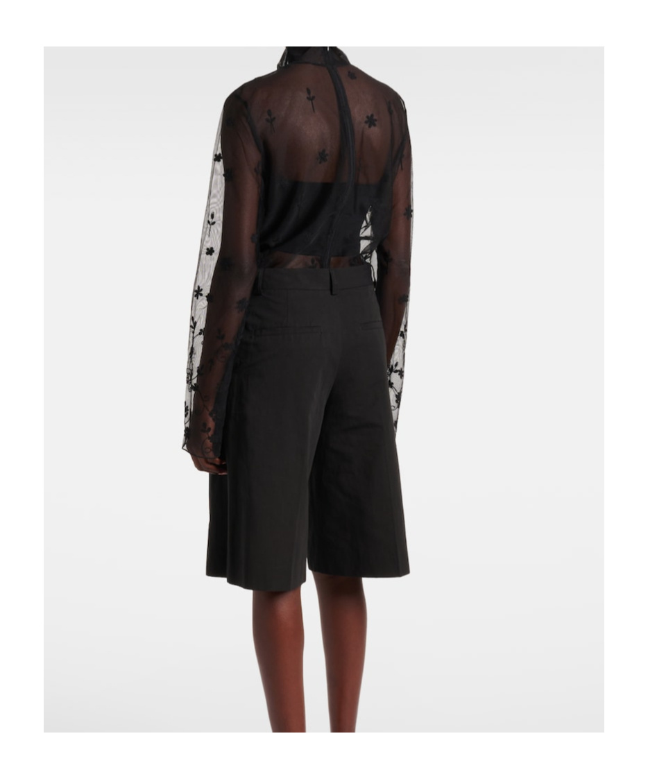 Totême Cotton And Linen Bermuda Shorts In Black