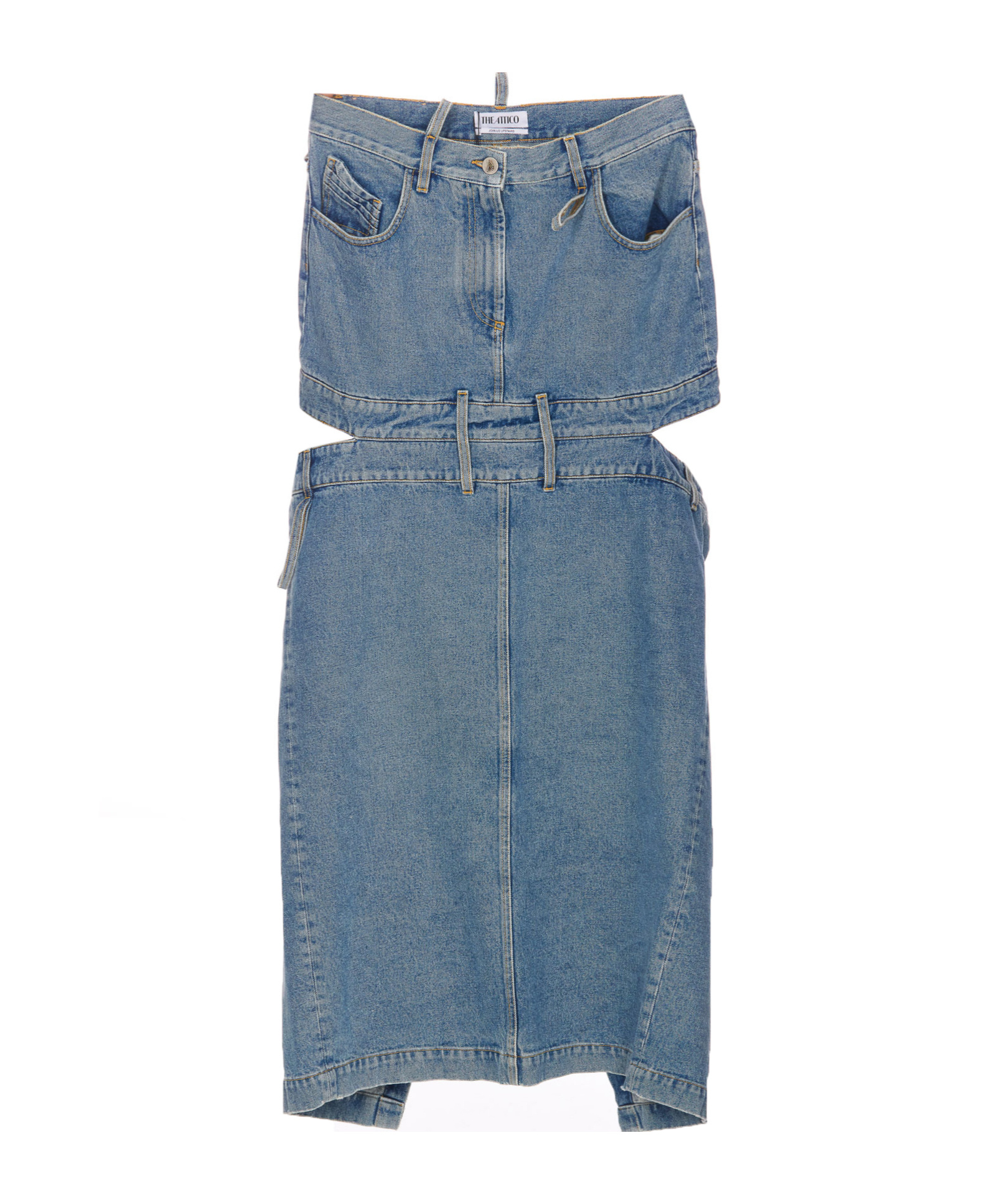 Attico Denim Skirt With Cut Out Detail In Blue
