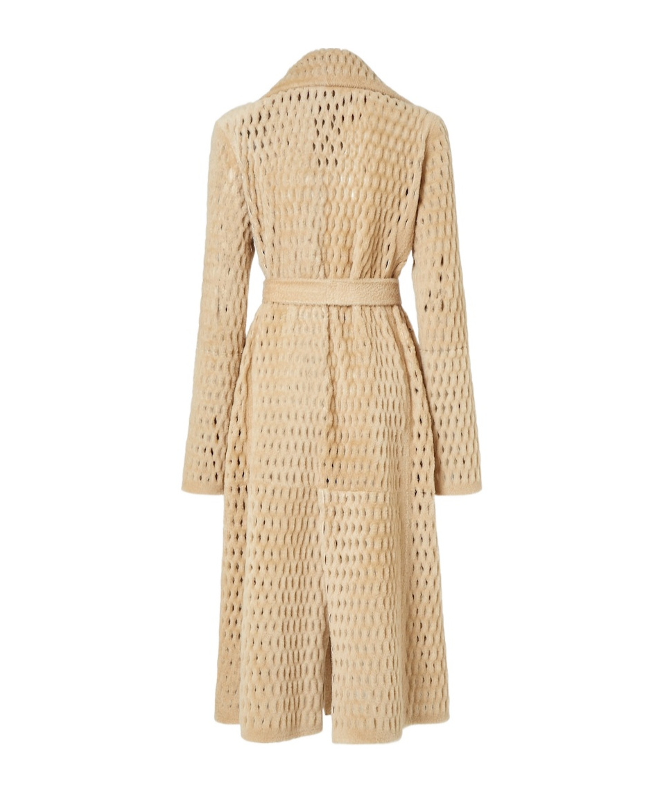 Fendi Honeycomb-effect Leather Coat In Neutral