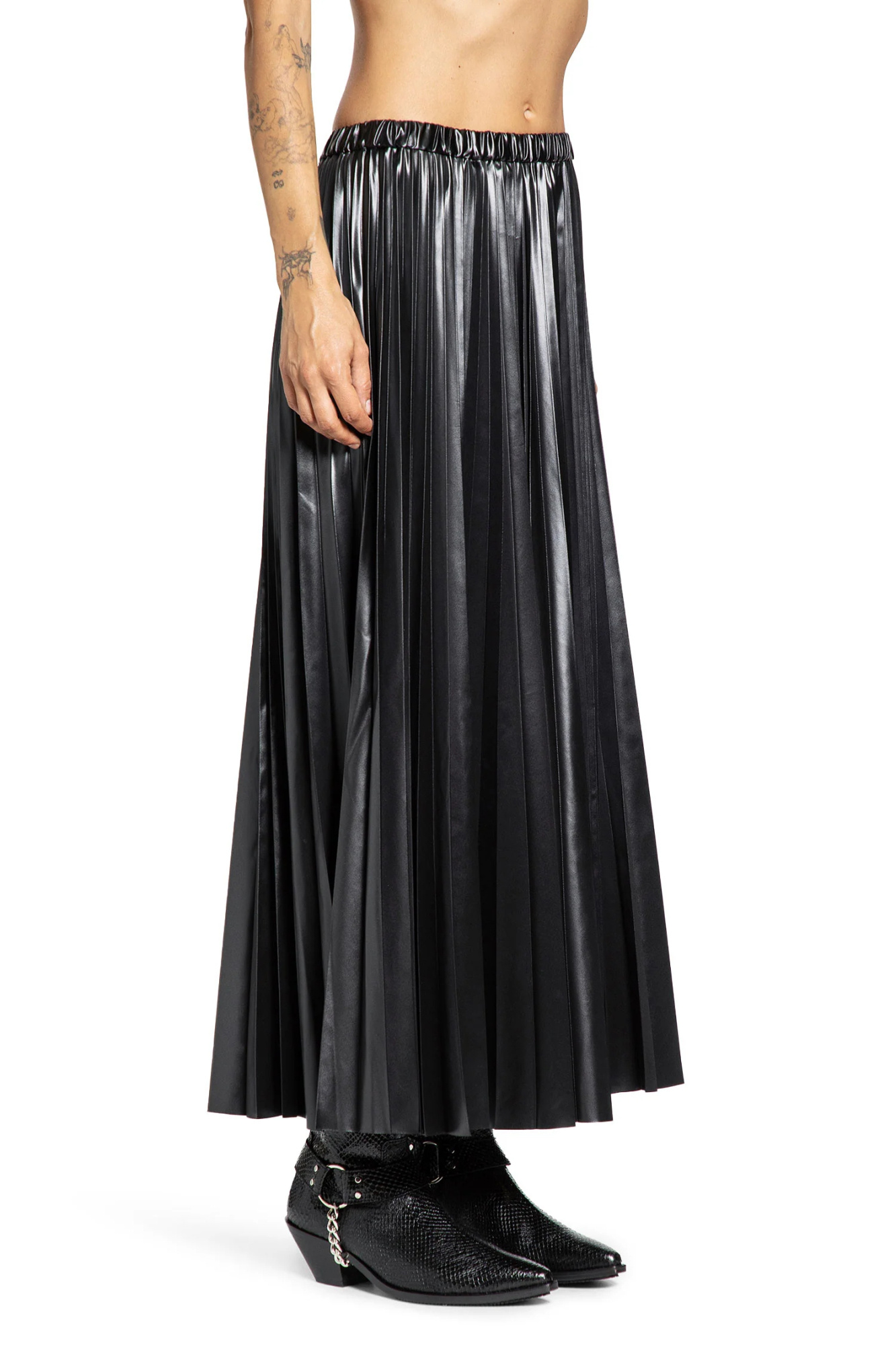 Junya Watanabe Pleated Detail Skirt In Black