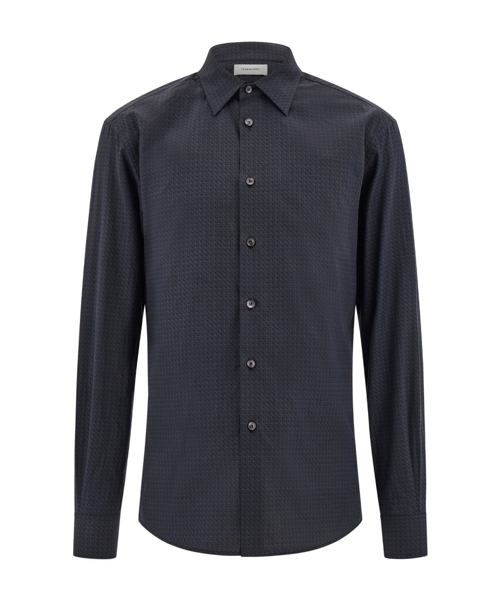 Ferragamo Textured-finish Shirt In Black/new Navy Blue