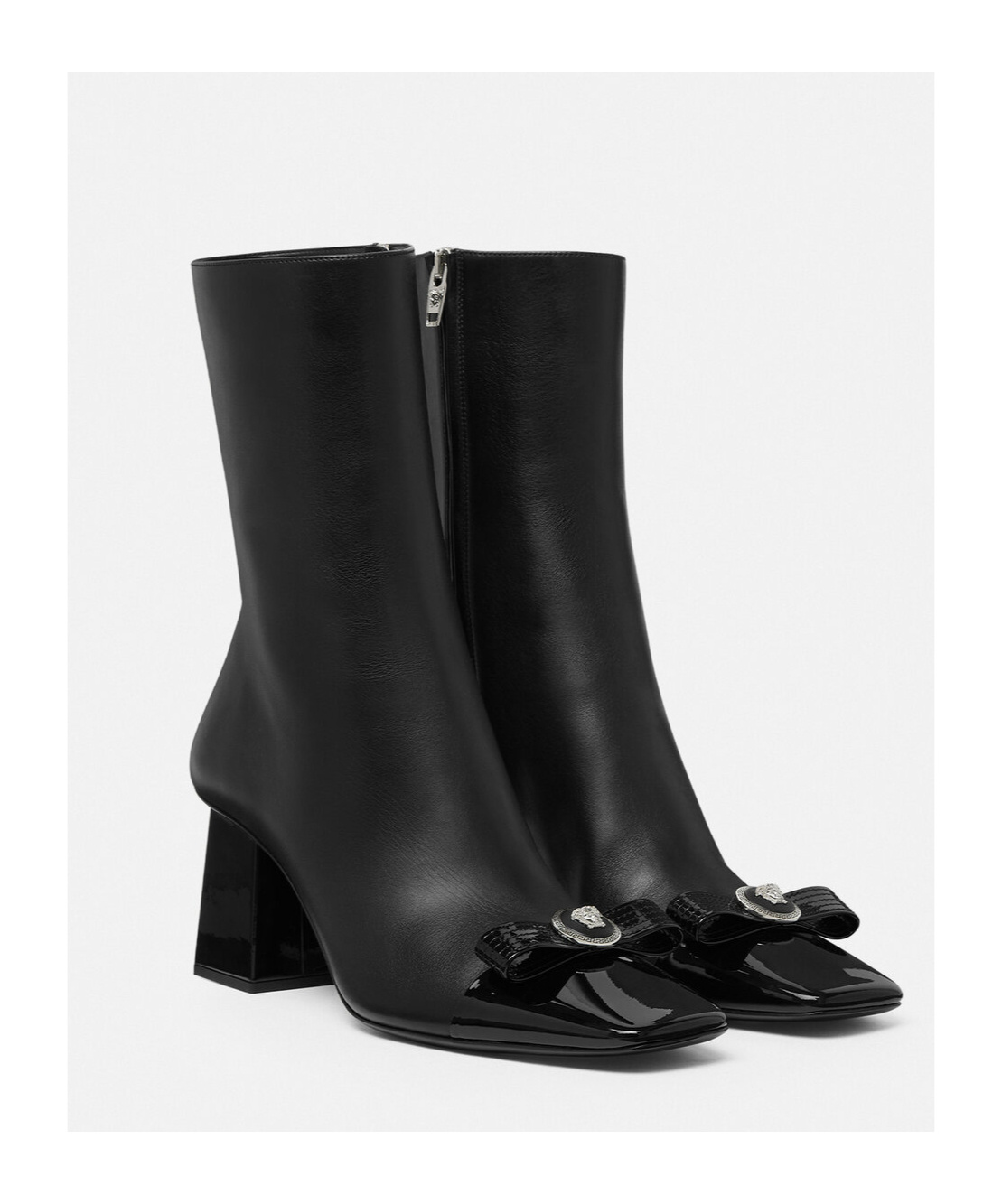 Shop Versace Gianni Ribbon 70mm Ankle Boots In Black