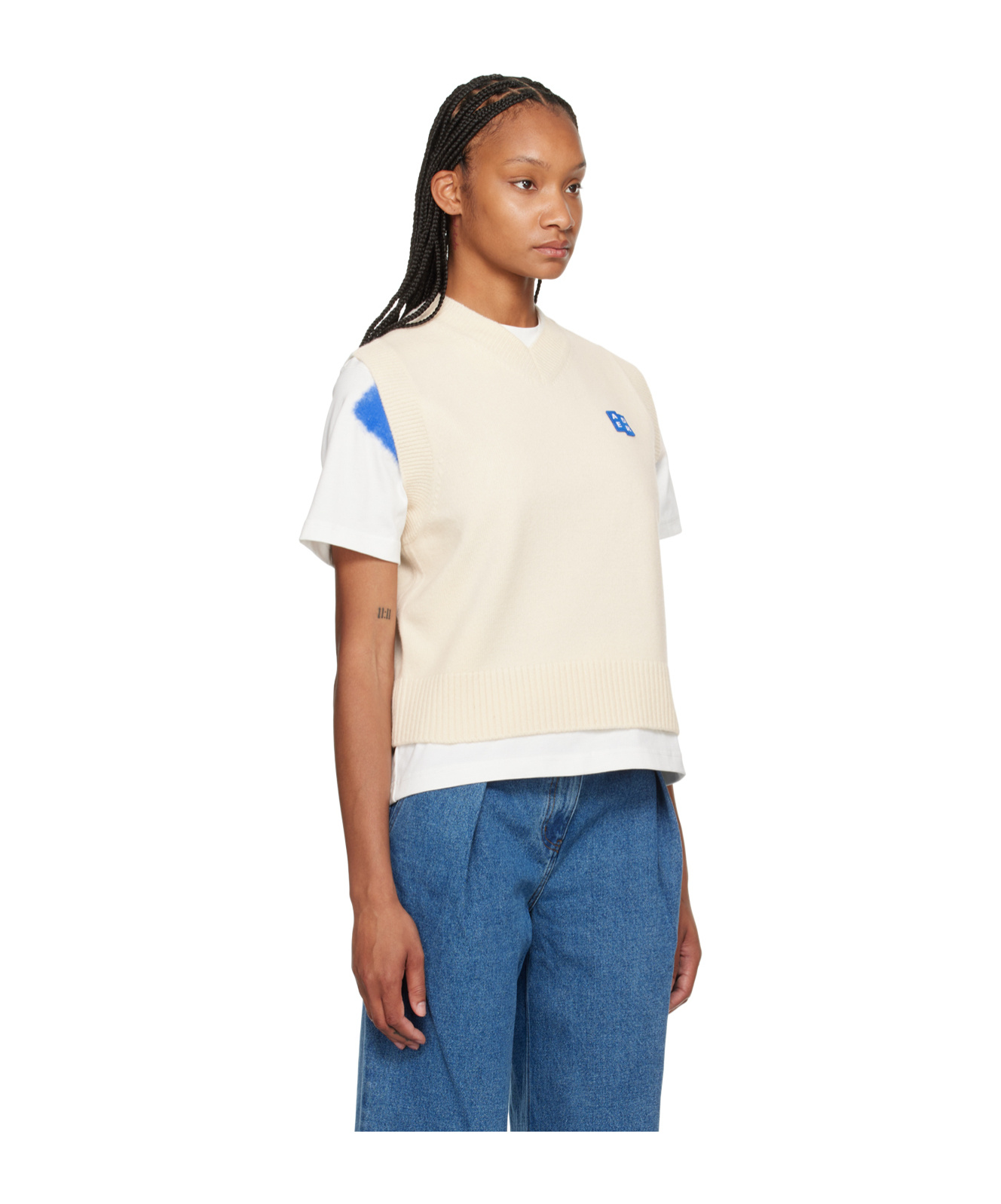 Ader Error Trs Tag Knitted Vest In White