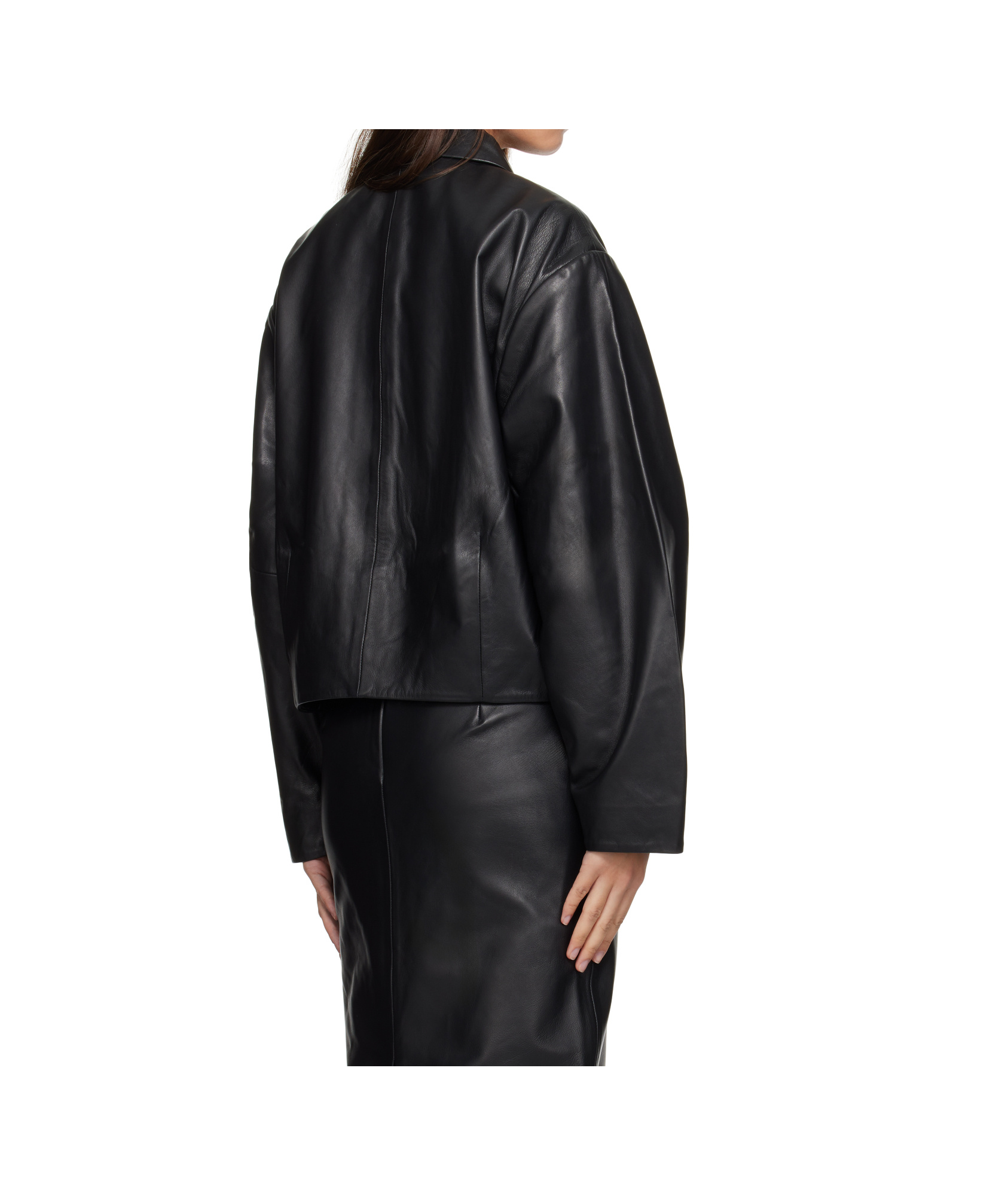 St Agni Black Cocoon Leather Jacket