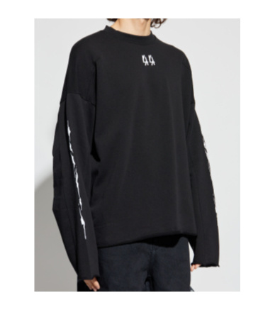 44 Label Group Logo-embroidered Frayed-edge Sweater In Black