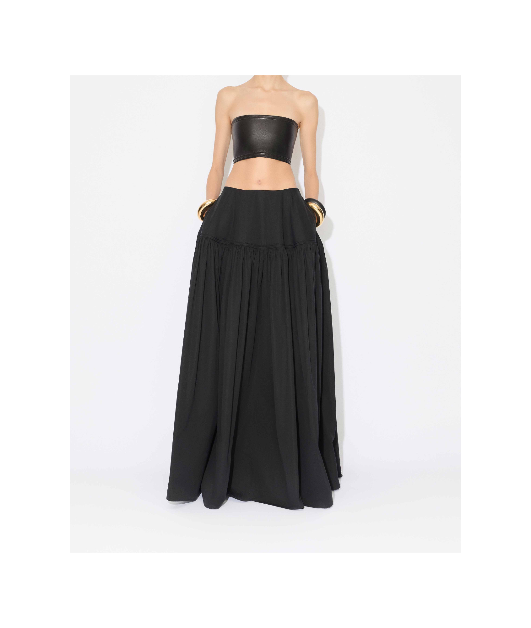 Alaïa Lambskin Leather Bustier Bandeau Top In Black