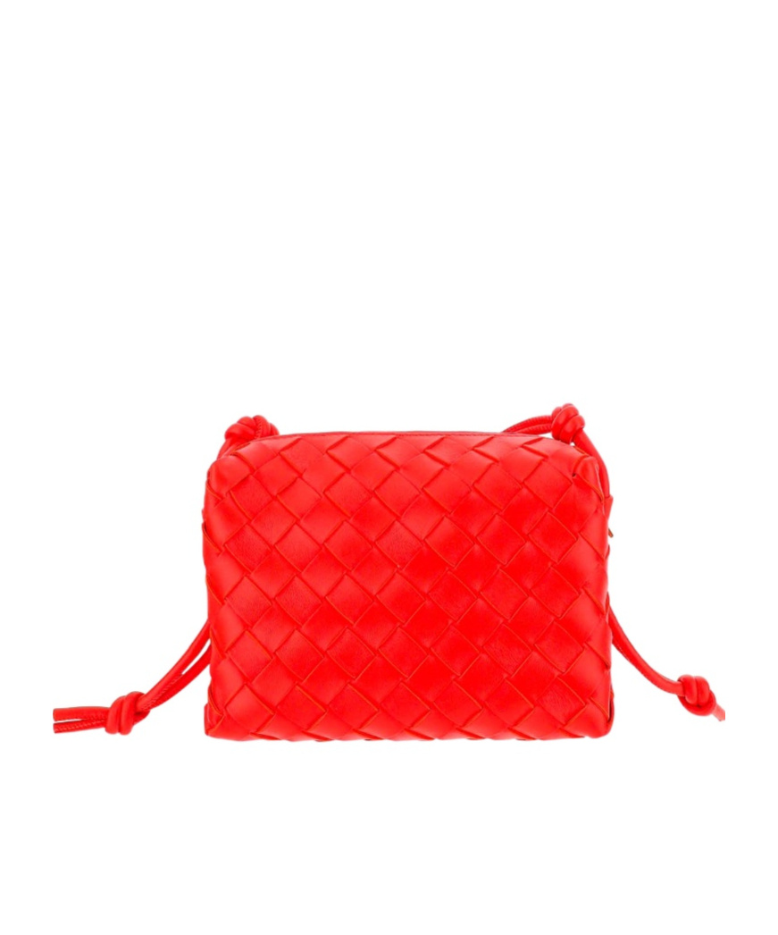 Bottega Veneta Mini Loop Leather Camera Bag In Red