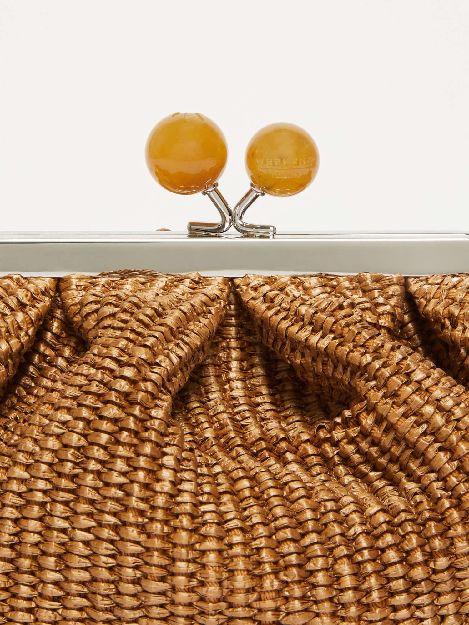 Weekend Max Mara Small Raffia-effect Pasticcino Bag In Brown