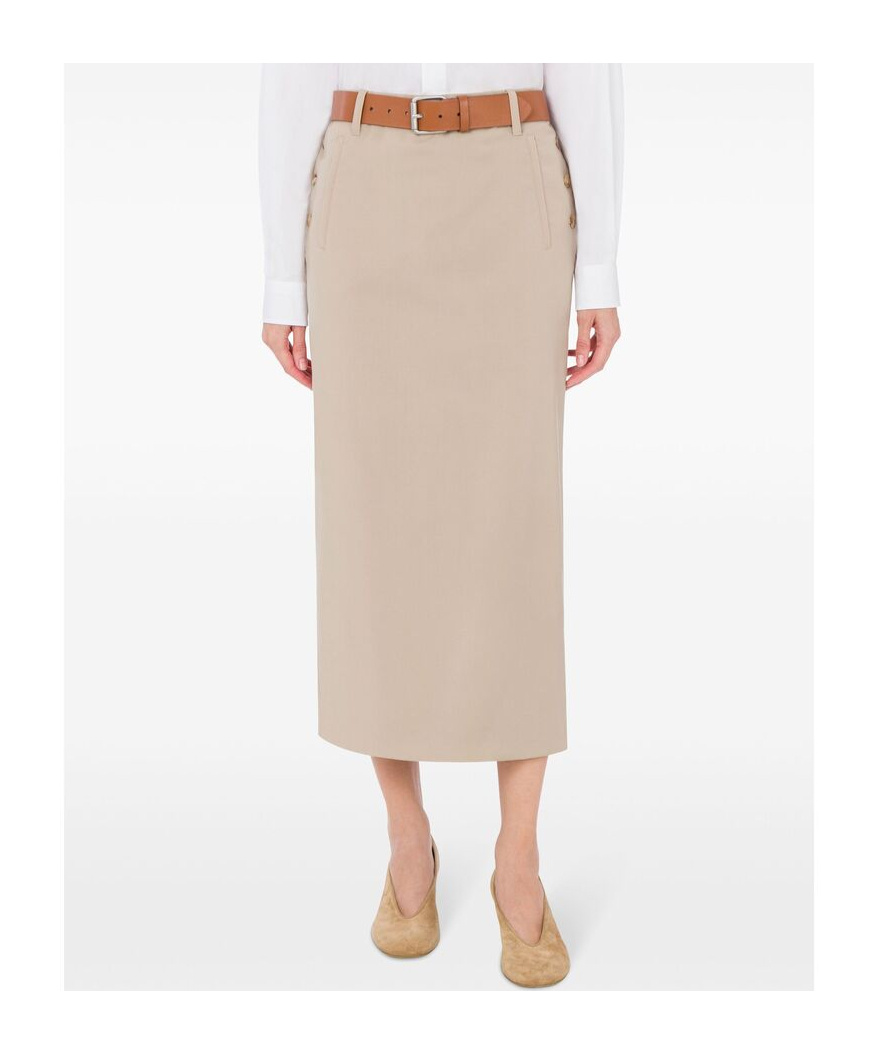 Moschino Wool Twill Skirt Tailored Twist In Neutral
