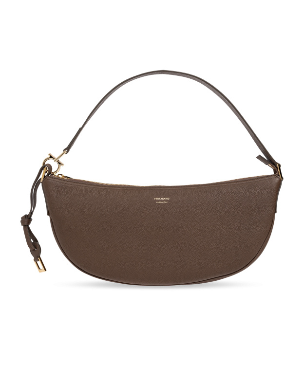 Shop Ferragamo Logo Shoulder Bag In Brown