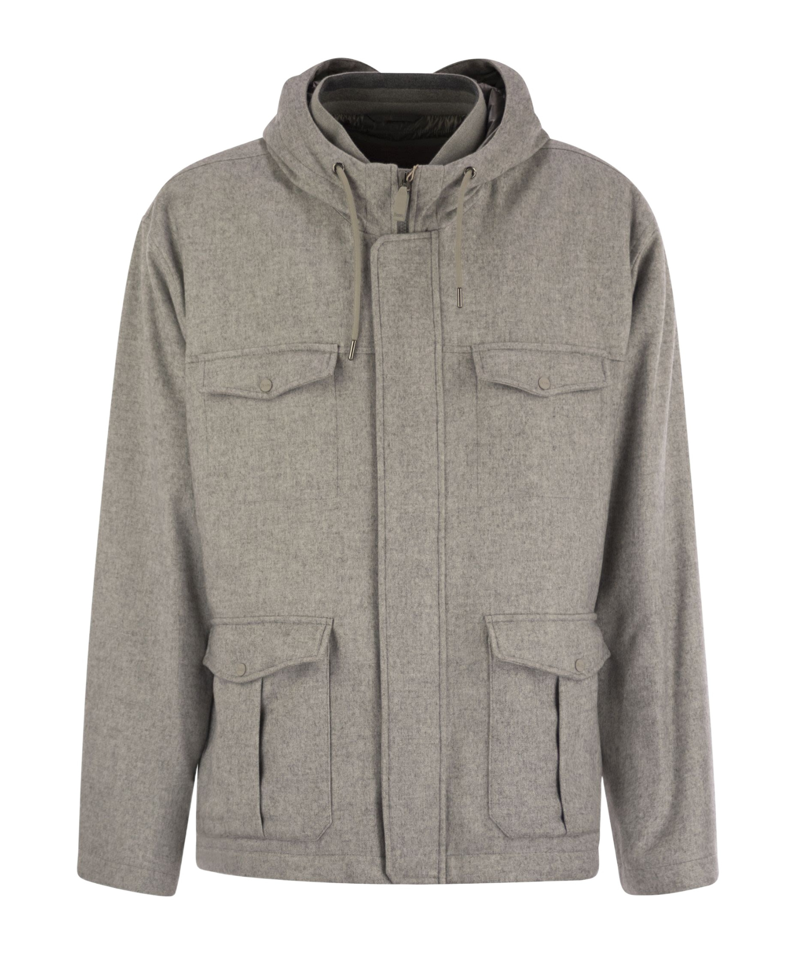 Herno Men Field Jacket In Silk And Cashmere In Gray