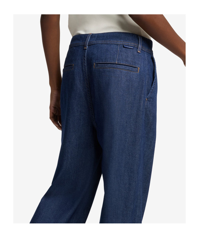 7 For All Mankind Weightless Denim Pleated Trouser In Blue