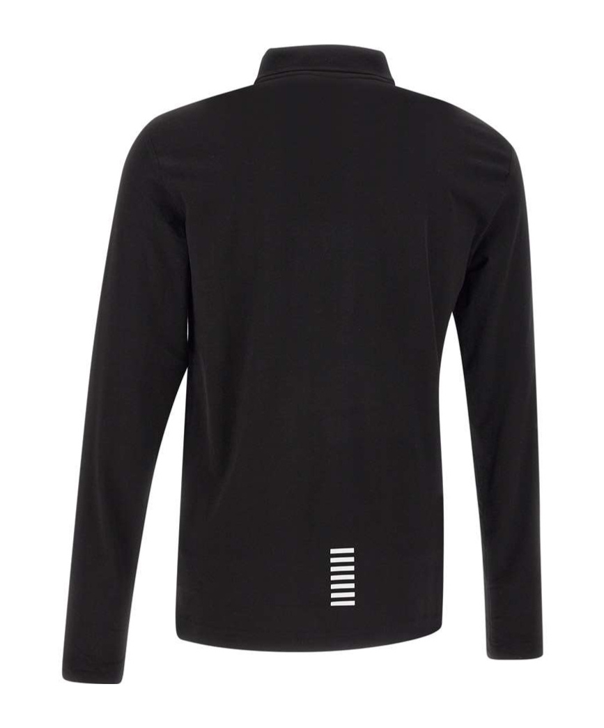 Ea7 Rubberised-logo Polo Shirt In Black