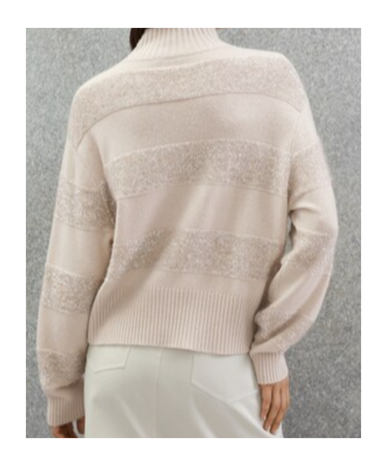 Brunello Cucinelli Long Sleeve Turtle Neck Sweater In White
