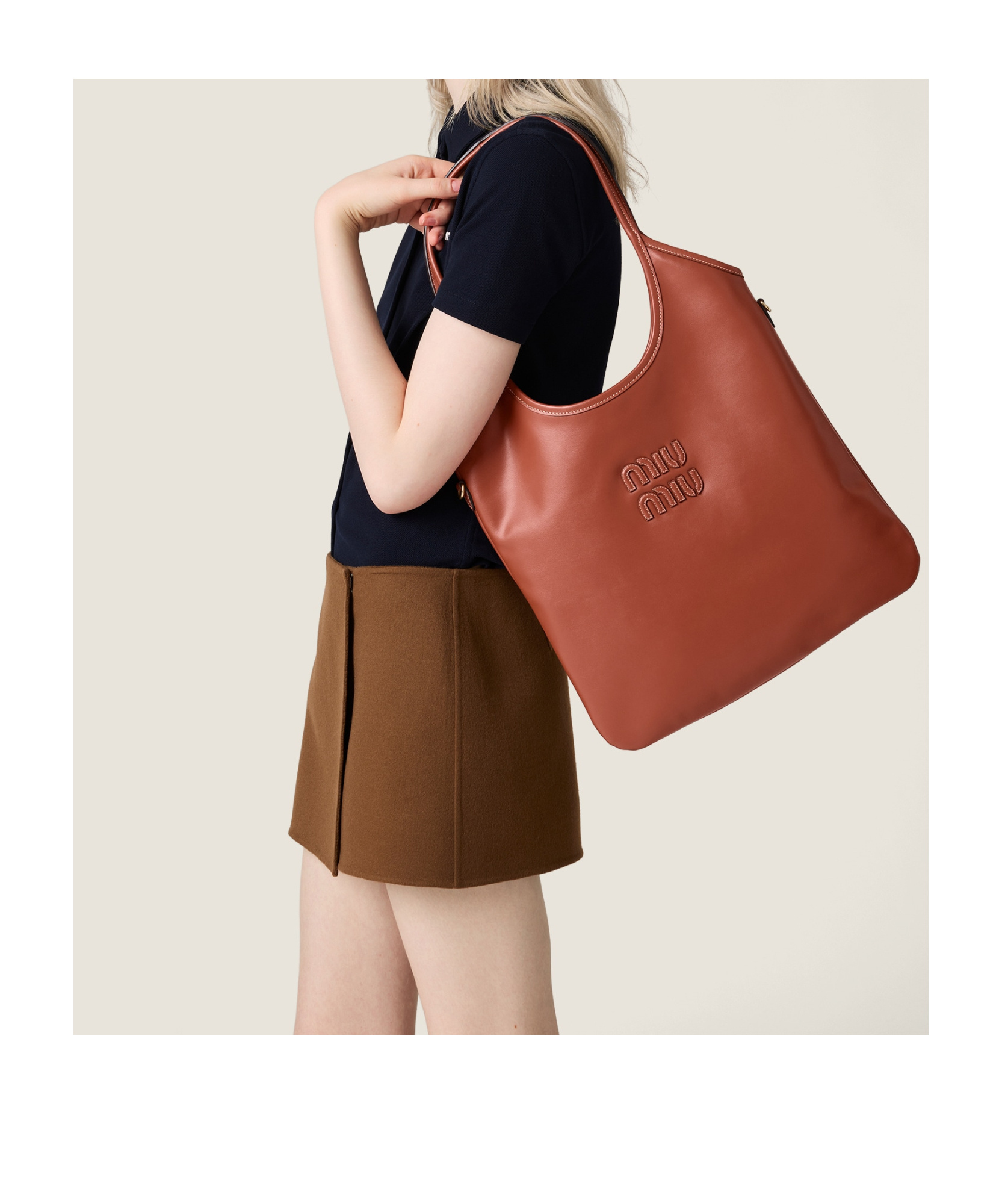 Miu Miu Double Handle Tote Bag In Brown