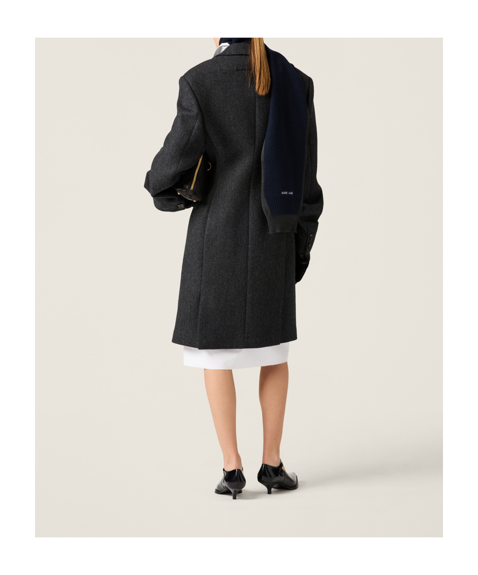 Miu Miu Single-breasted Double Wool Coat In Black