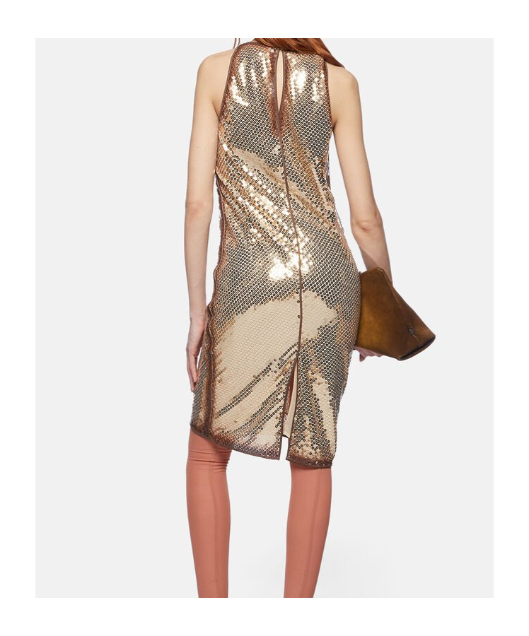 Attico Gold Sequin Mini Dress Without Sleeves In Nude