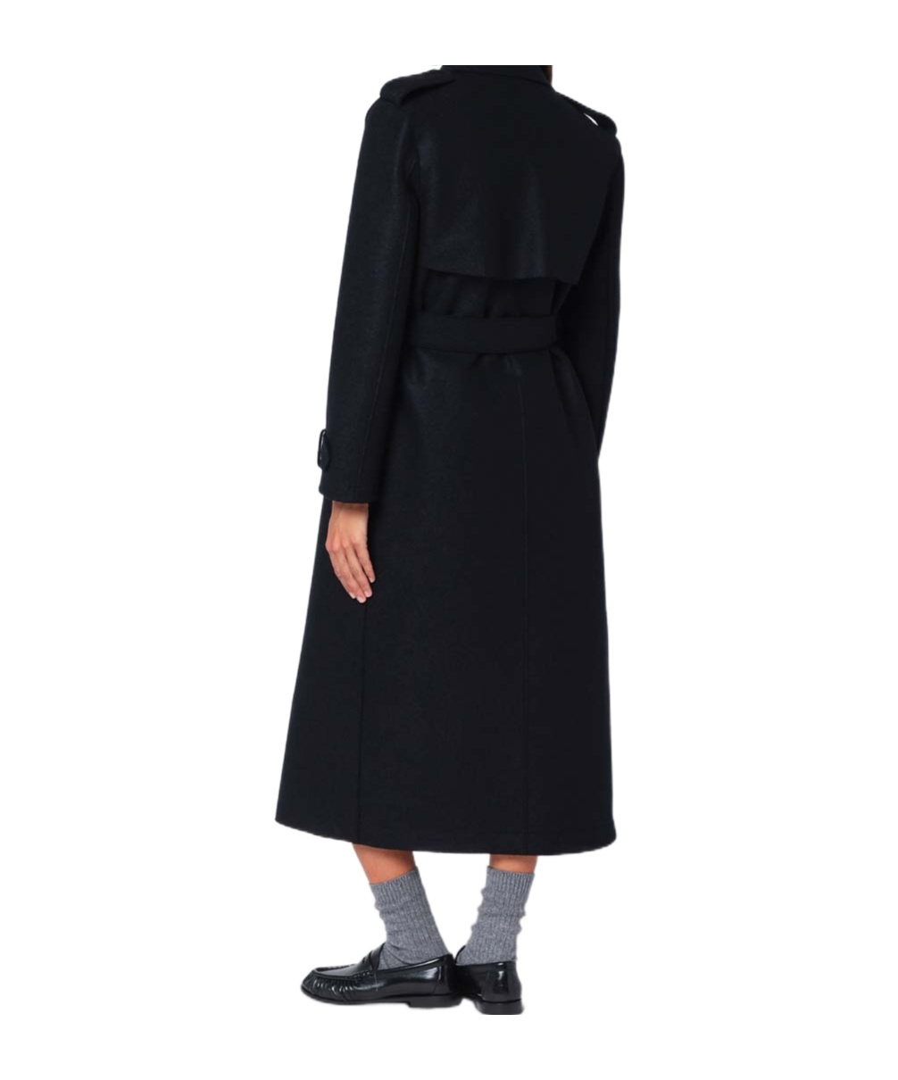 Harris Wharf London Navy Blue Wool Wrap Coat In Blue