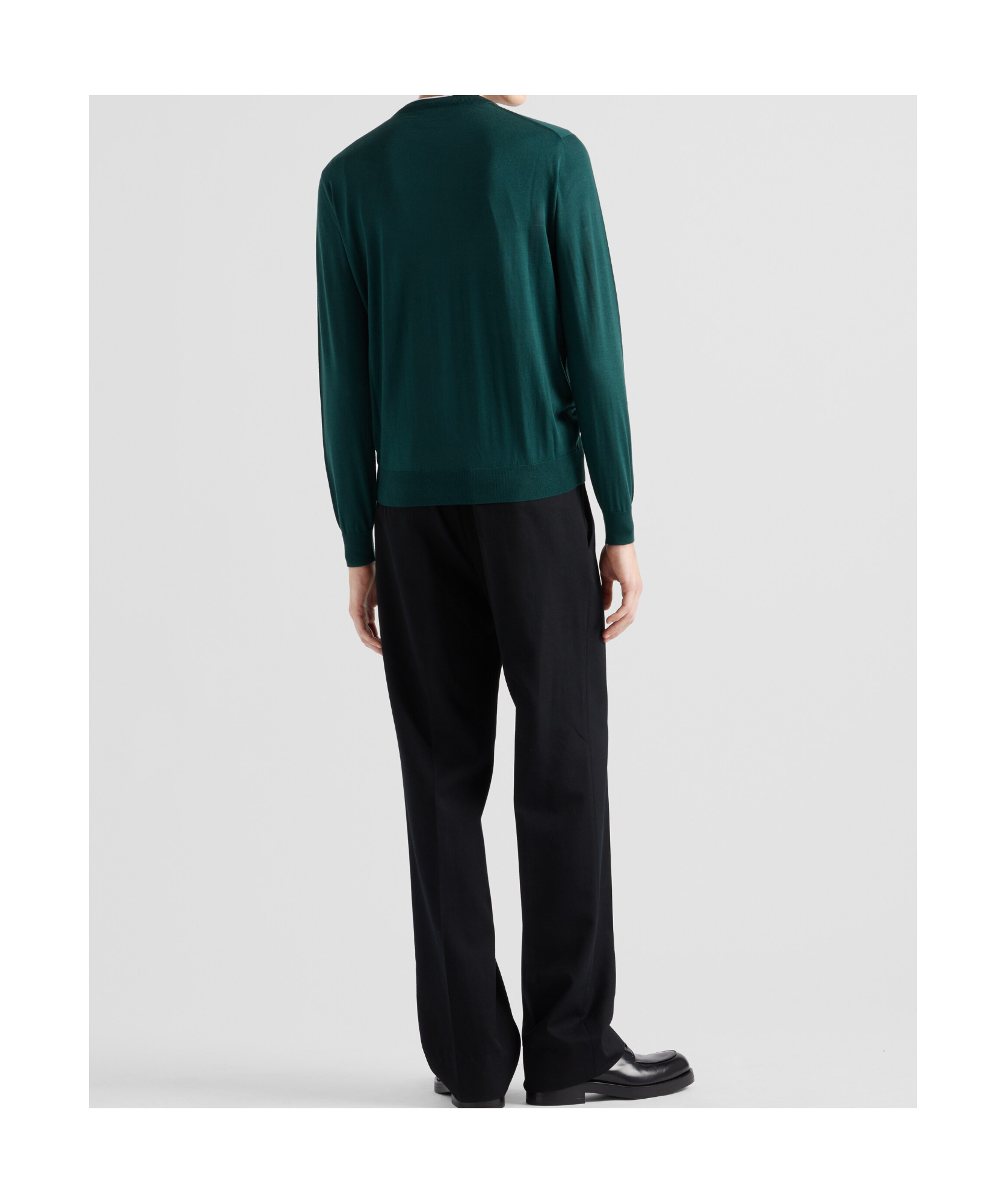 Prada Superfine Wool Round-neck Sweater In Bottle