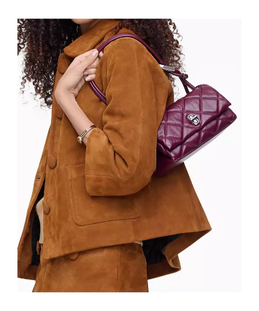 Marc Jacobs The Mini Dual Chain Diamond Quilted Leather Shoulder Bag In Purple