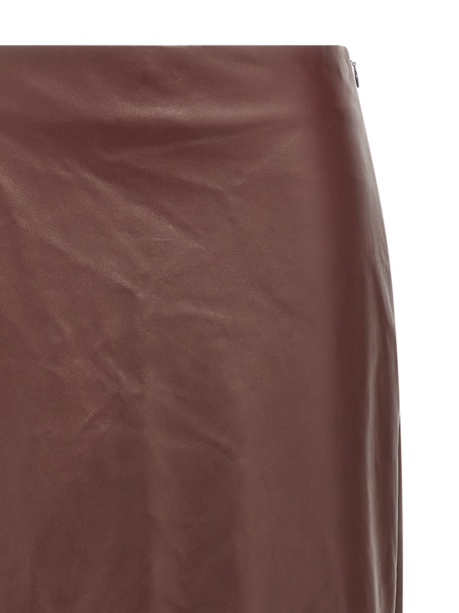 Brunello Cucinelli Column Back-split Leather Midi Skirt In Red