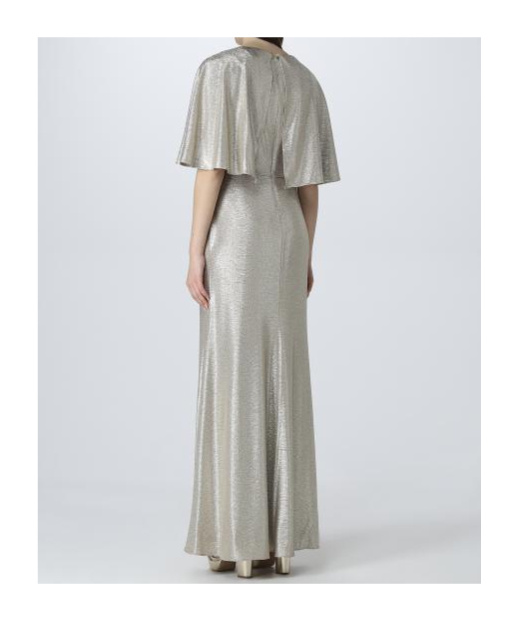 Polo Ralph Lauren Metallic Twisted Cape Gown In Gray