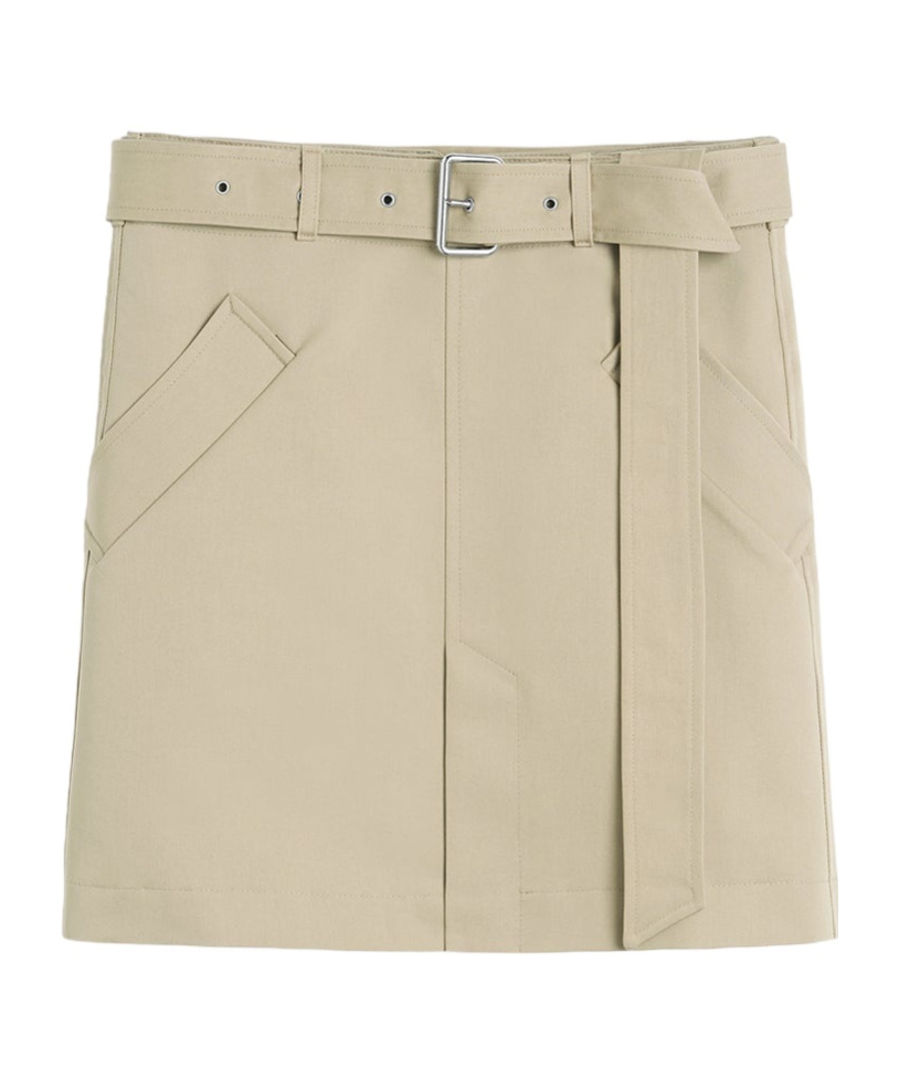 Totême Front-slit Belted Skirt In Nude