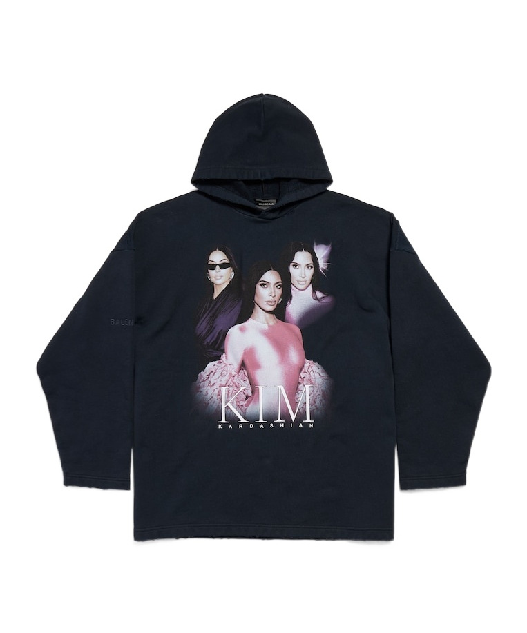 Balenciaga Kim K No Rib Hoodie In Faded Black In Black
