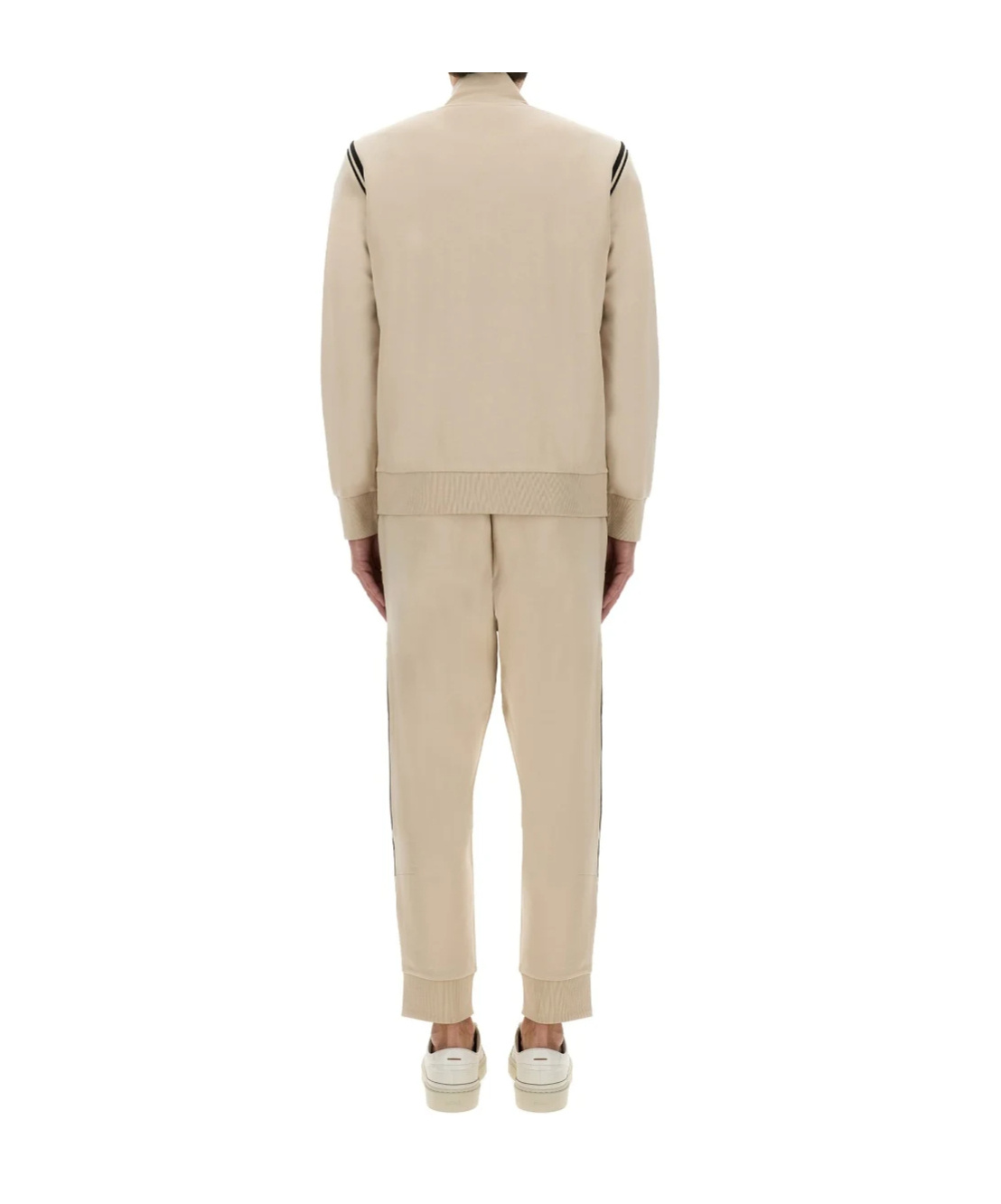 Hugo Boss Boss Zip-up Activewear Set With Contrasting Stripes In Neutral