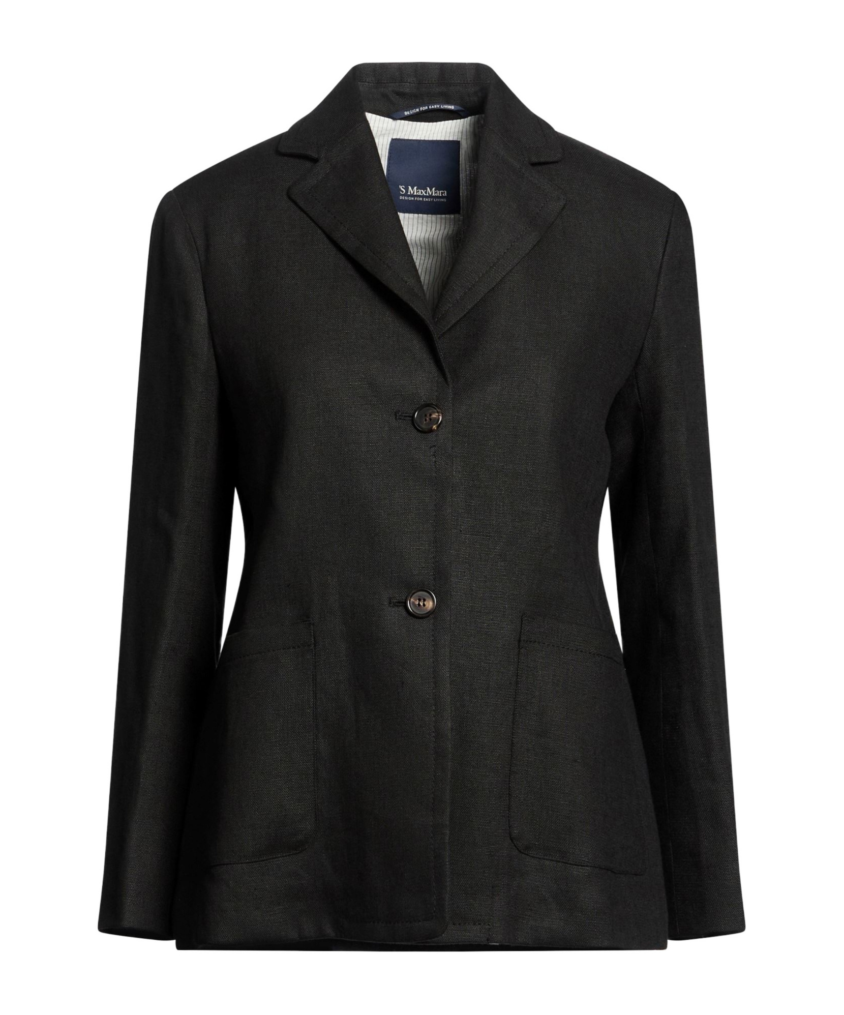 Max Mara Minimalist Linen Blazer In Black