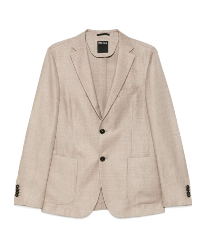 Zegna Long-sleeved Suit Jacket In Brown