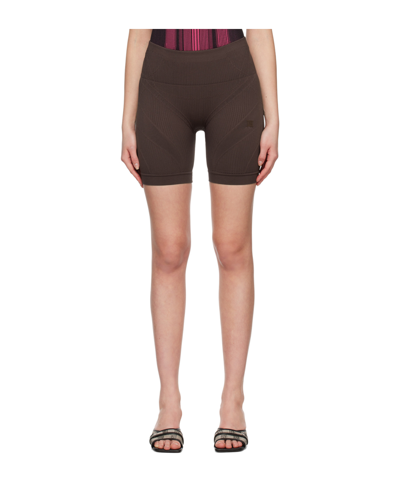 Misbhv Ribbed Elastic Shorts In Brown