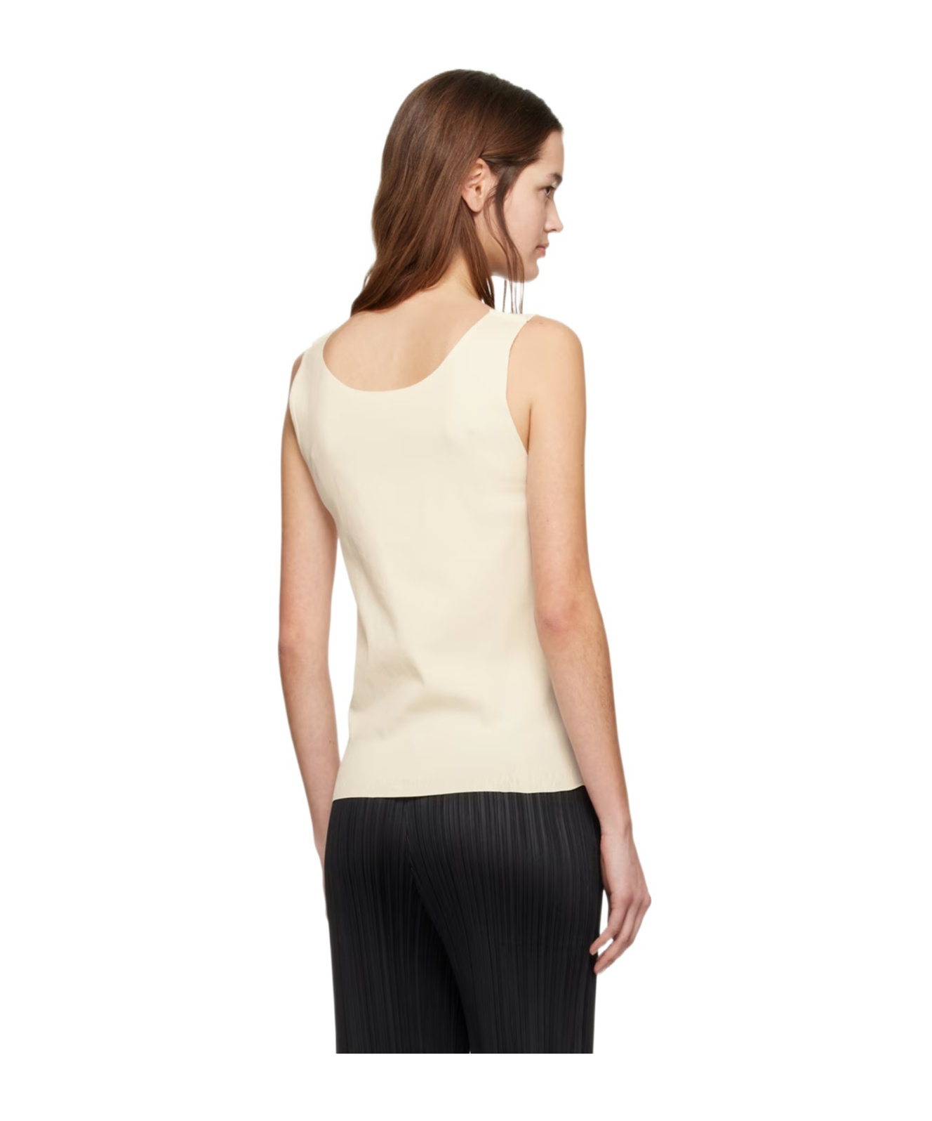 Issey Miyake Low Round Neck Design Vest In White